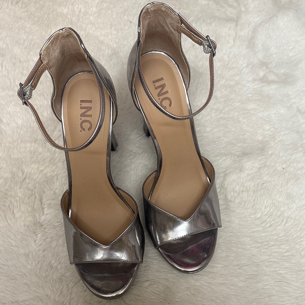 INC International Concepts Metallic Heels with Ankle Strap